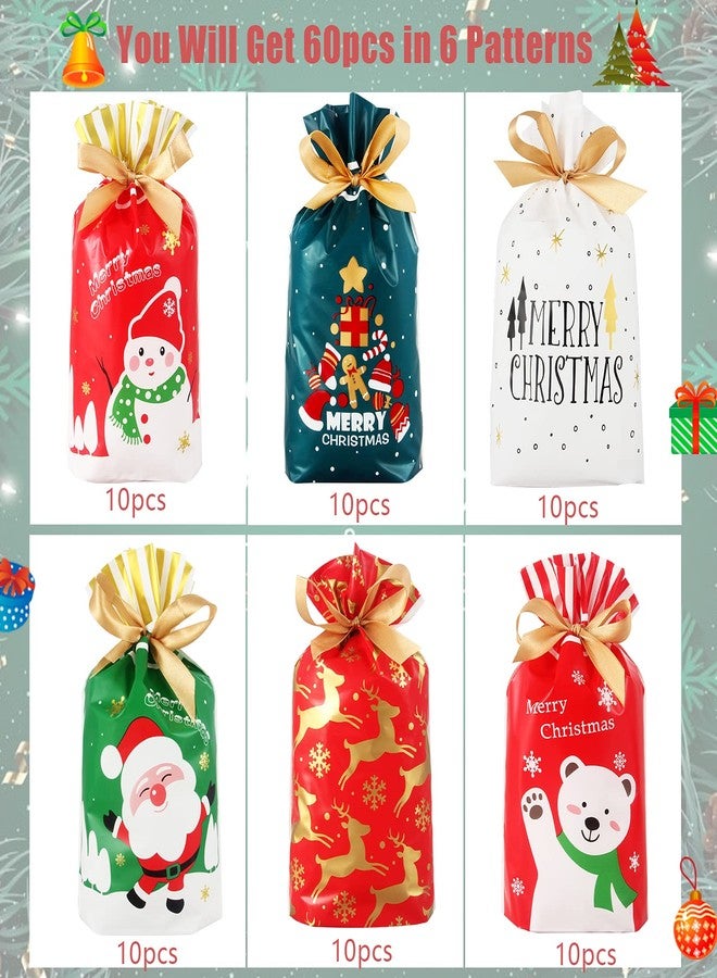 Heniho 60pcs Christmas Treats Bags, 4”x 6” Drawstring Candy Cookie Bags Gift Party Favors - Image 3